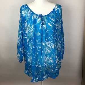 Lane Bryant Size 18/20 Blue Blouse Shear Crepe